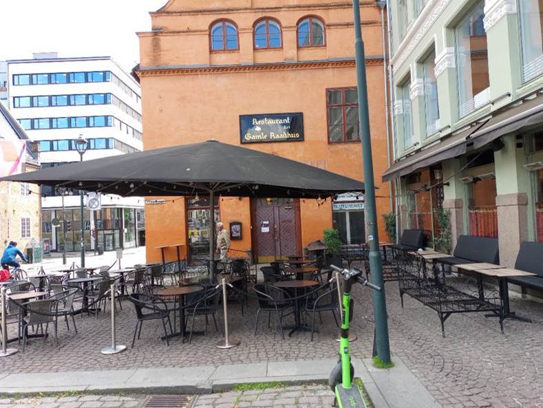 Et bilde som inneholder konstruksjon, utendørs, møbler, paraply
Automatisk generert beskrivelse